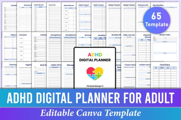 Download Editable ADHD Digital Planner Canva - Premium Resources