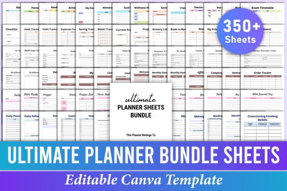 Download Ultimate Planner Sheets Bundle Canva - Premium Resources