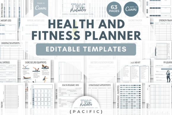 Download Fitness Planner Canva Templates | PAC - Fitness Collection