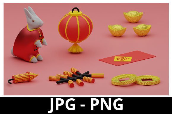 Download 3d Rendered Set Chinese New Year 2023 - 2023 Collection