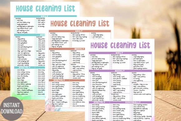 Download Printable House Cleaning Checklist Retro - Printable Collection
