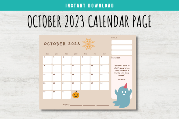 Download October 2023 Calendar Page for Kids - 2023 Collection