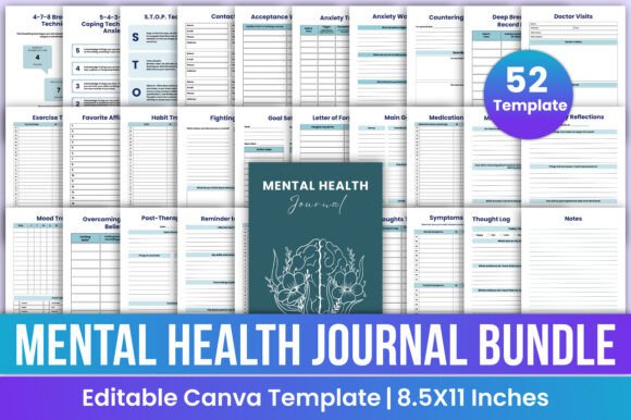 Download Mental Health Journal Bundle Canva Kdp - Premium Resources